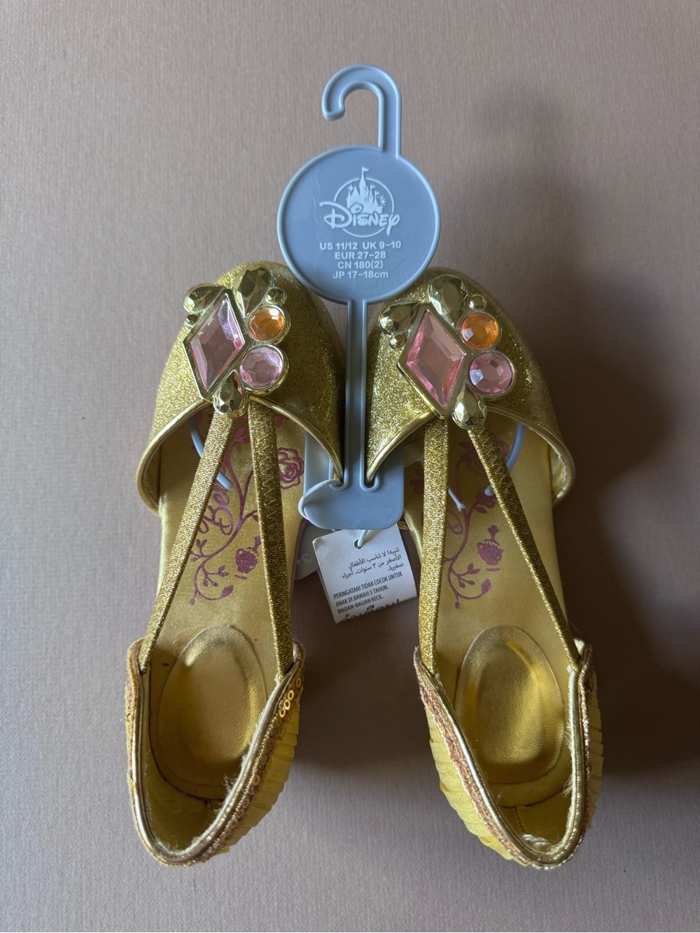 Disney Belle Gold Glitter Dress Shoes size 11/12